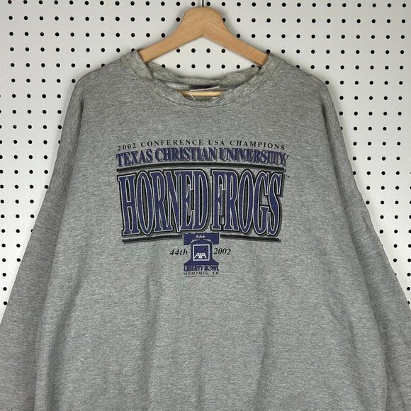 TCU Horned Frogs XXL Vintage Crewneck Sweatshirt Champions Gray Liberty Bowl Y2K - Picture 2 of 6